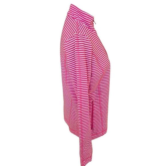 Jones NY Sport Womens Striped Long Sleeve Full Zip Sweatshirt Pink White Small - Picture 6 of 12